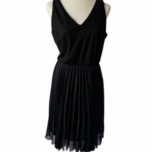 Alfani Black Sleeveless V Neck Pleated Midi Dress Size 10